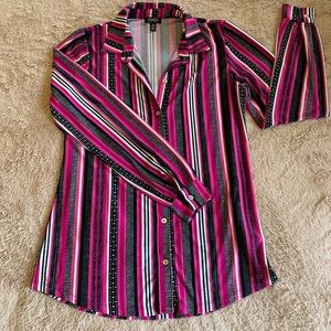 70’s vibe Jones button down pink stripe blouse